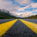 yellow line on gray asphalt road